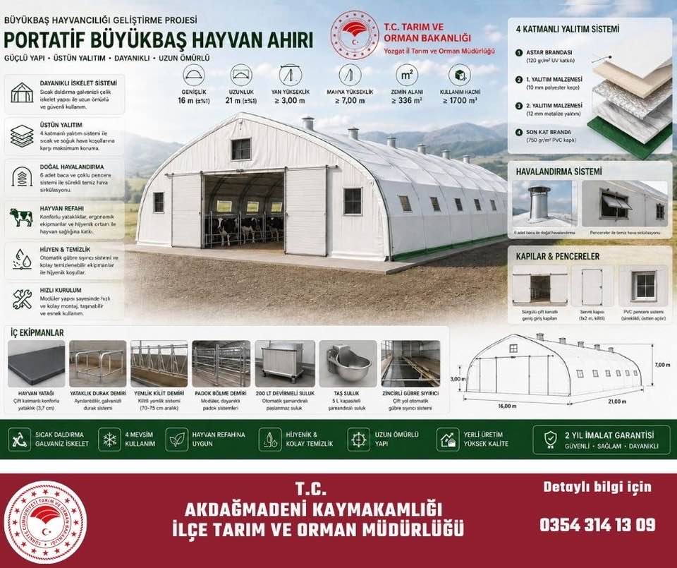 AKDAĞMADENİ’NDE HAYVANCIYA BÜYÜK DESTEK: ÇADIR AHIR BAŞVURULARI BAŞLADI!
