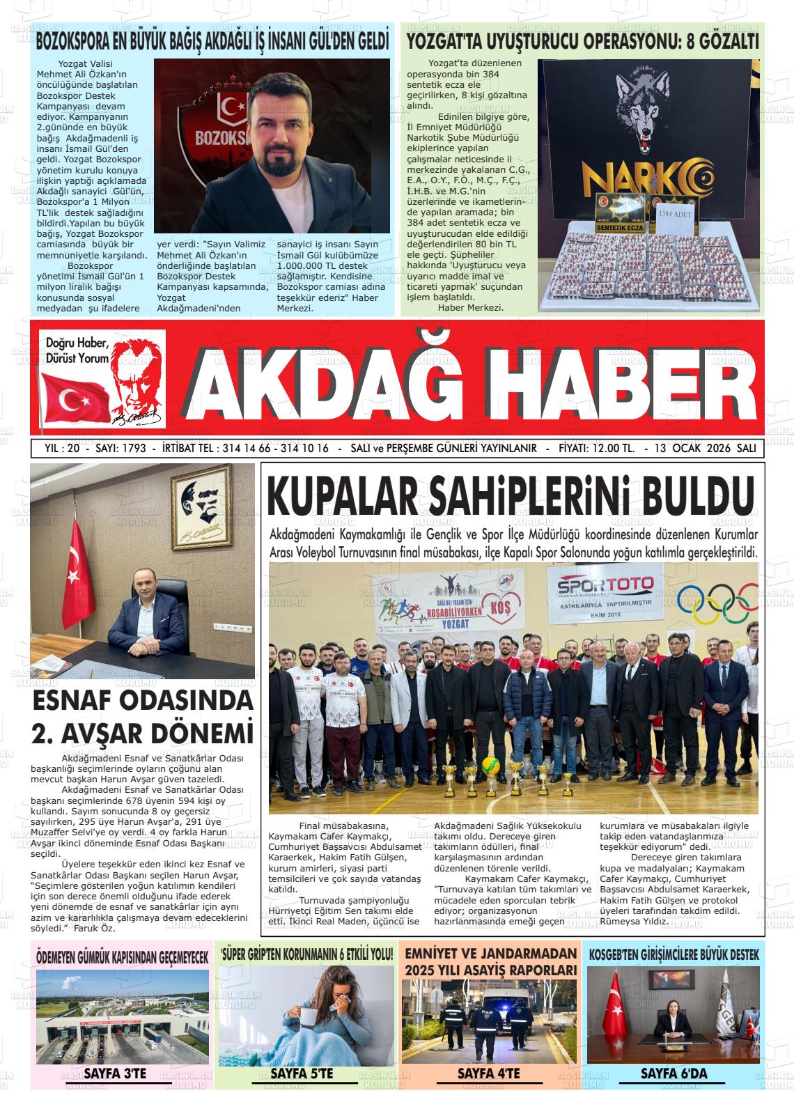 13 Ocak 2026 Salı Akdağ Haber Gazetesi